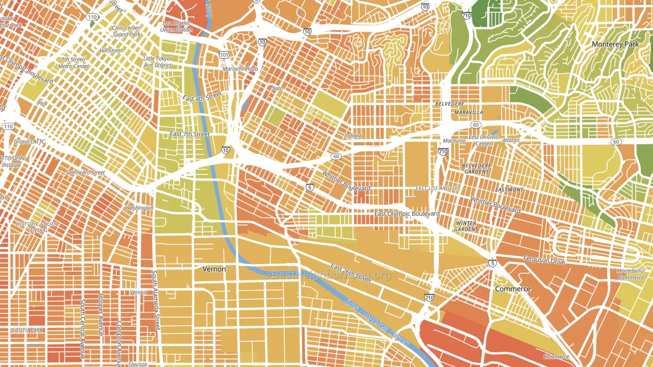 90023, CA block-group voter-turnout map