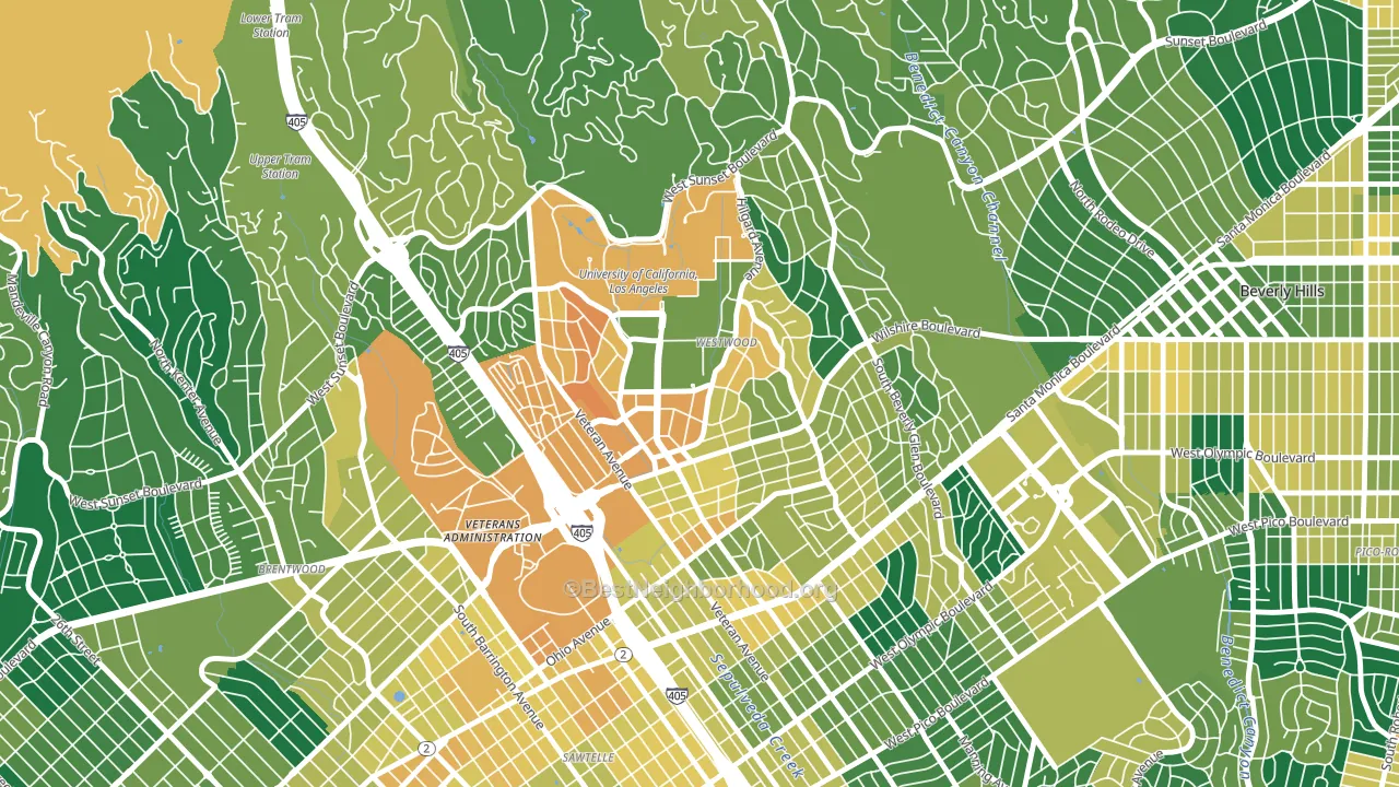 90024, CA block-group voter-turnout map