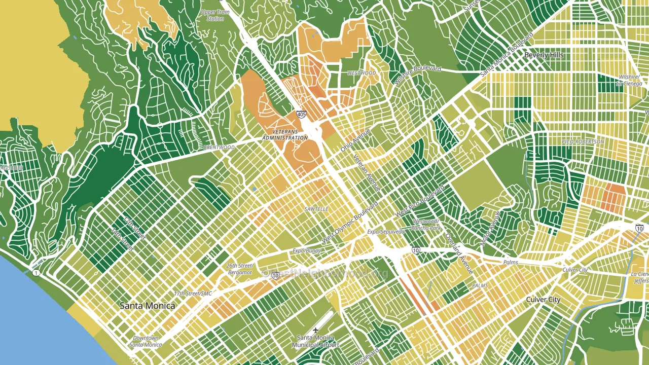 90025, CA block-group voter-turnout map