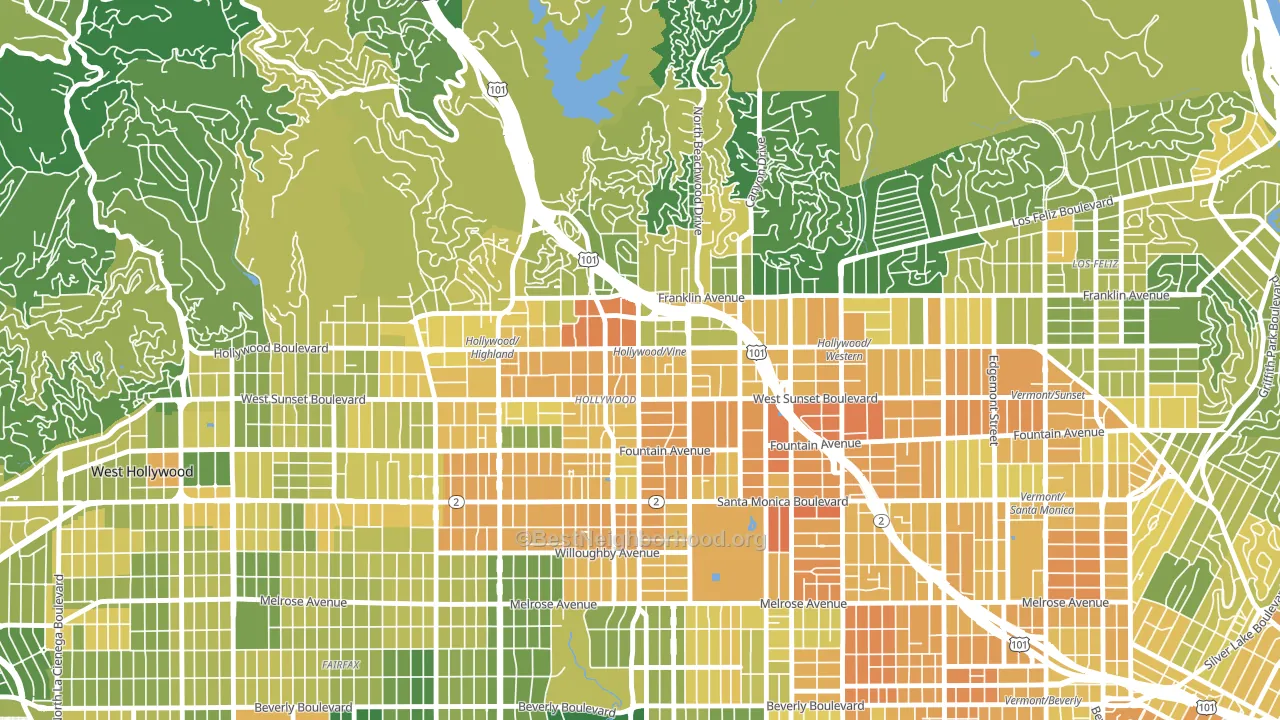90028, CA block-group voter-turnout map