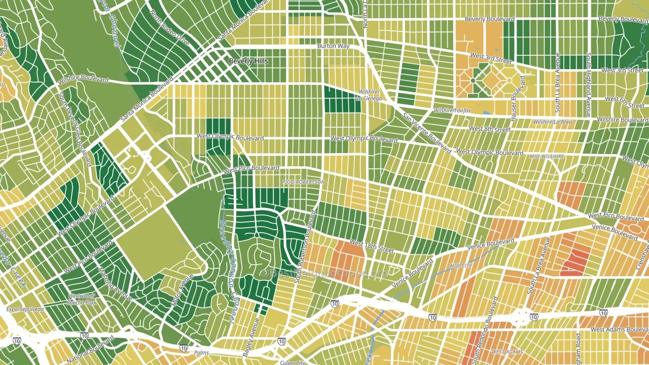 90035, CA block-group voter-turnout map