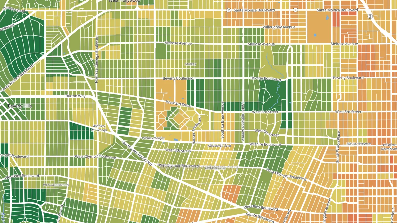 90036, CA block-group voter-turnout map