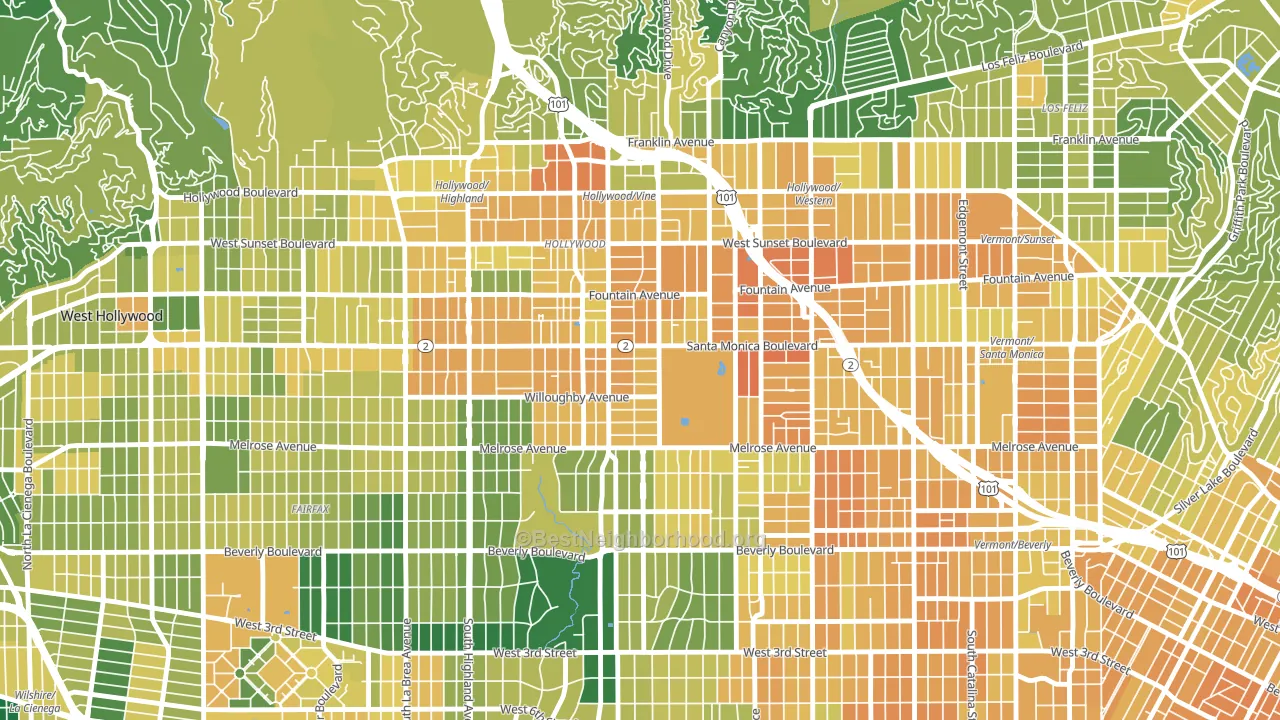 90038, CA block-group voter-turnout map