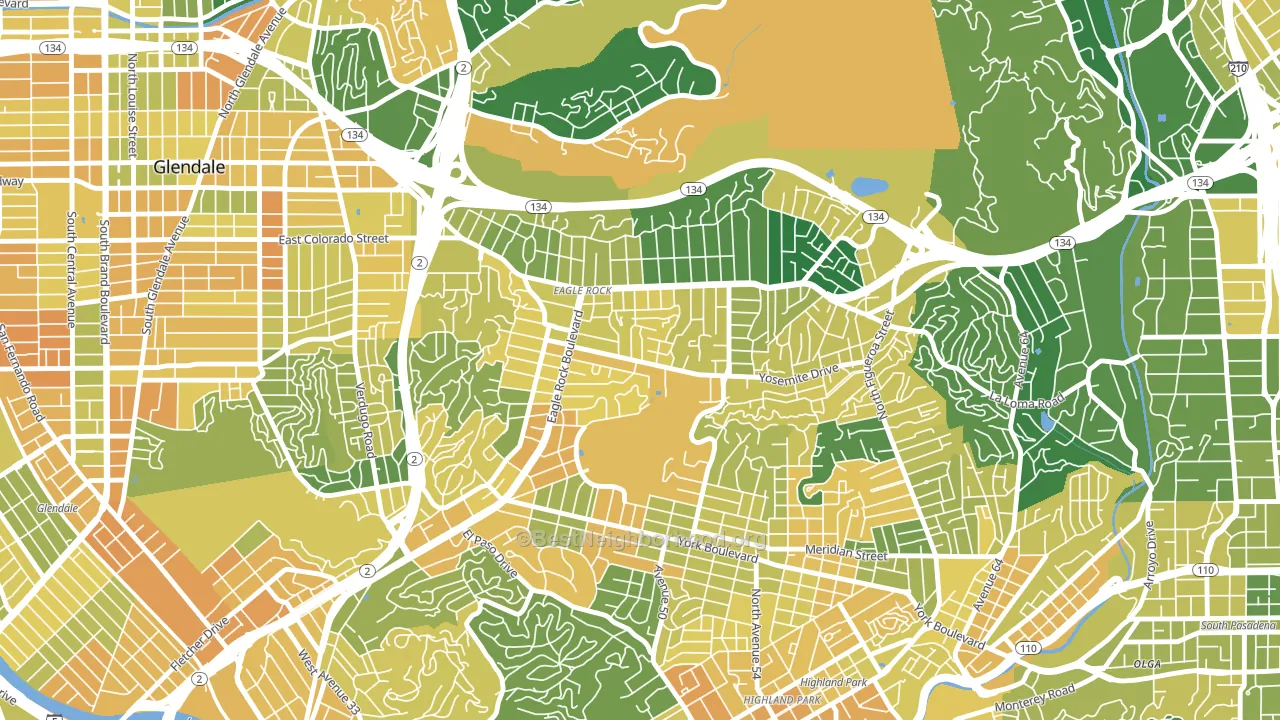 90041, CA block-group voter-turnout map