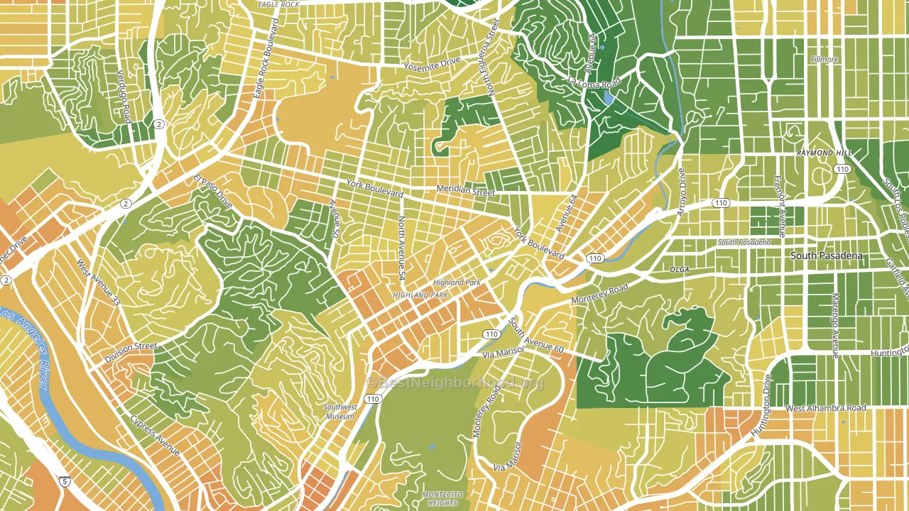 90042, CA block-group voter-turnout map