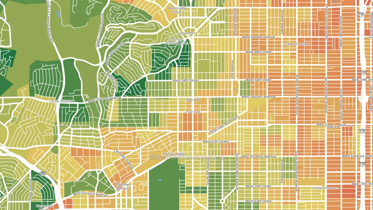 90043, CA block-group voter-turnout map