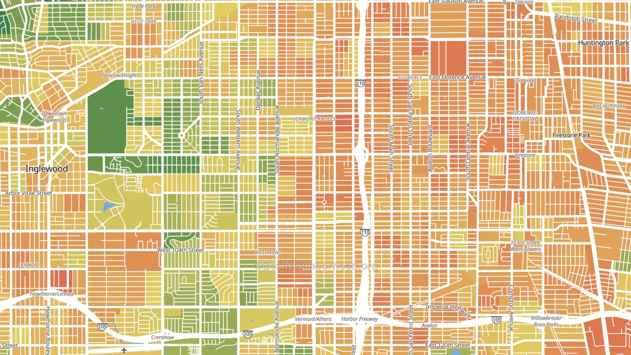 90044, CA block-group voter-turnout map