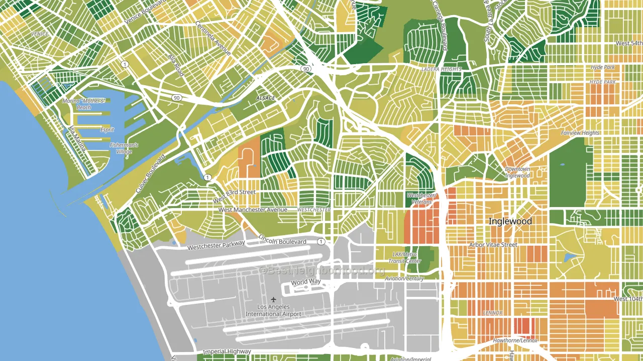 90045, CA block-group voter-turnout map