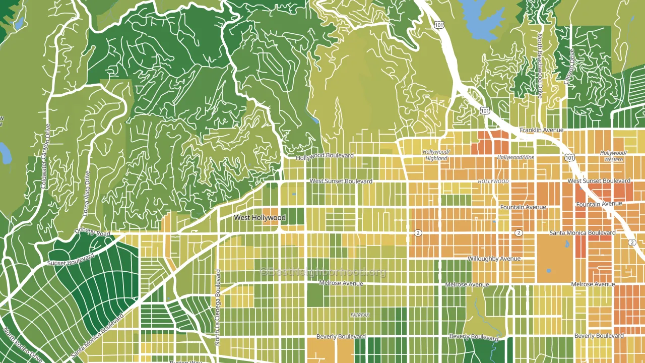 90046, CA block-group voter-turnout map
