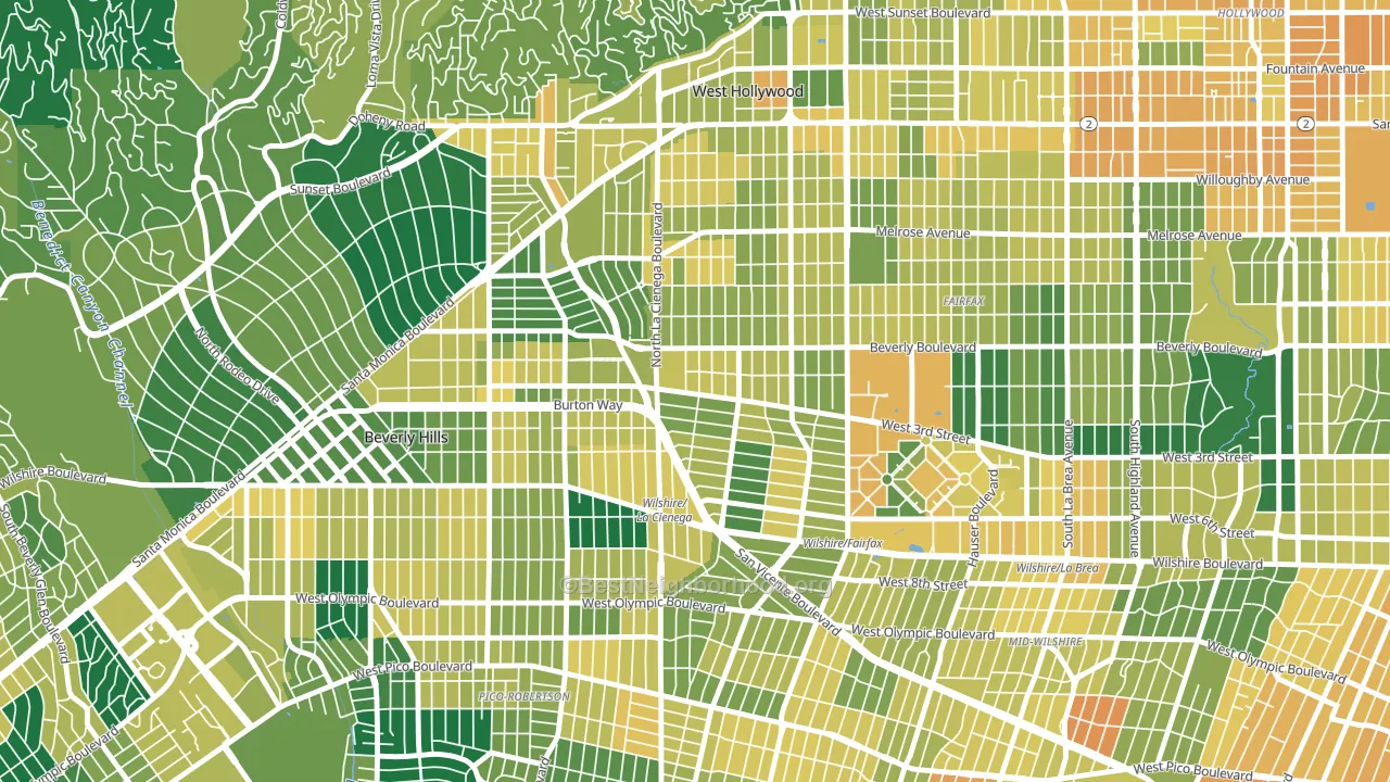 90048, CA block-group voter-turnout map