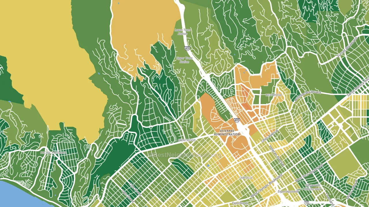 90049, CA block-group voter-turnout map