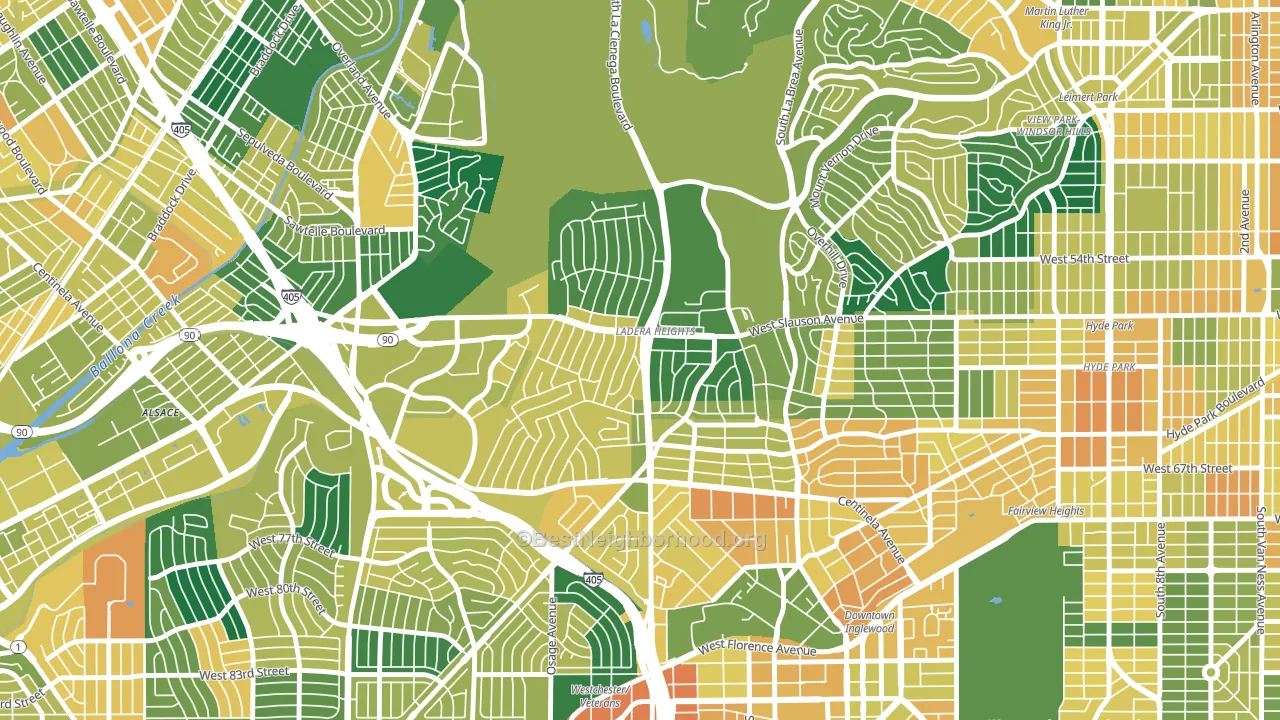 90056, CA block-group voter-turnout map