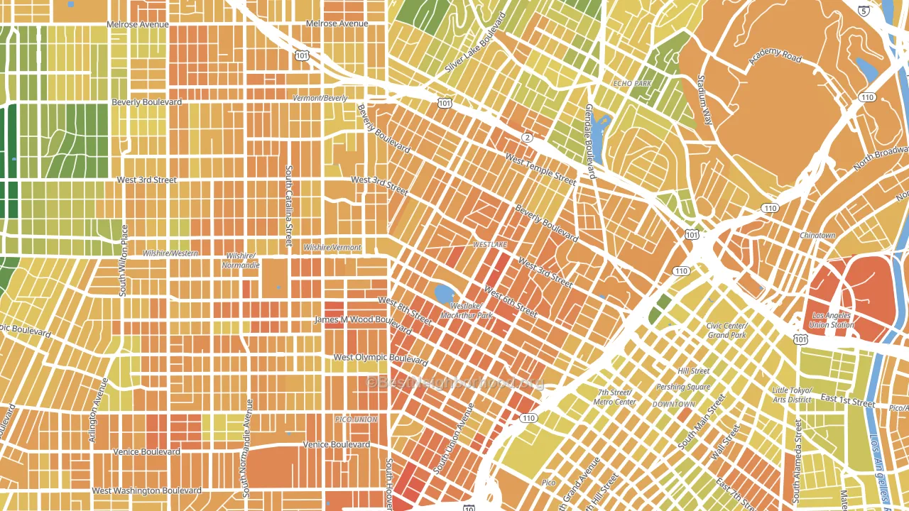 90057, CA block-group voter-turnout map
