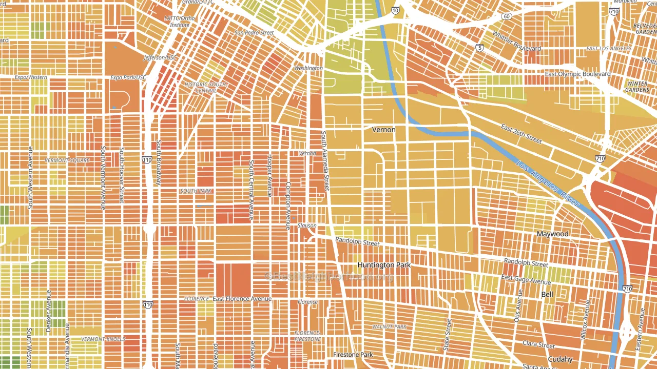 90058, CA block-group voter-turnout map