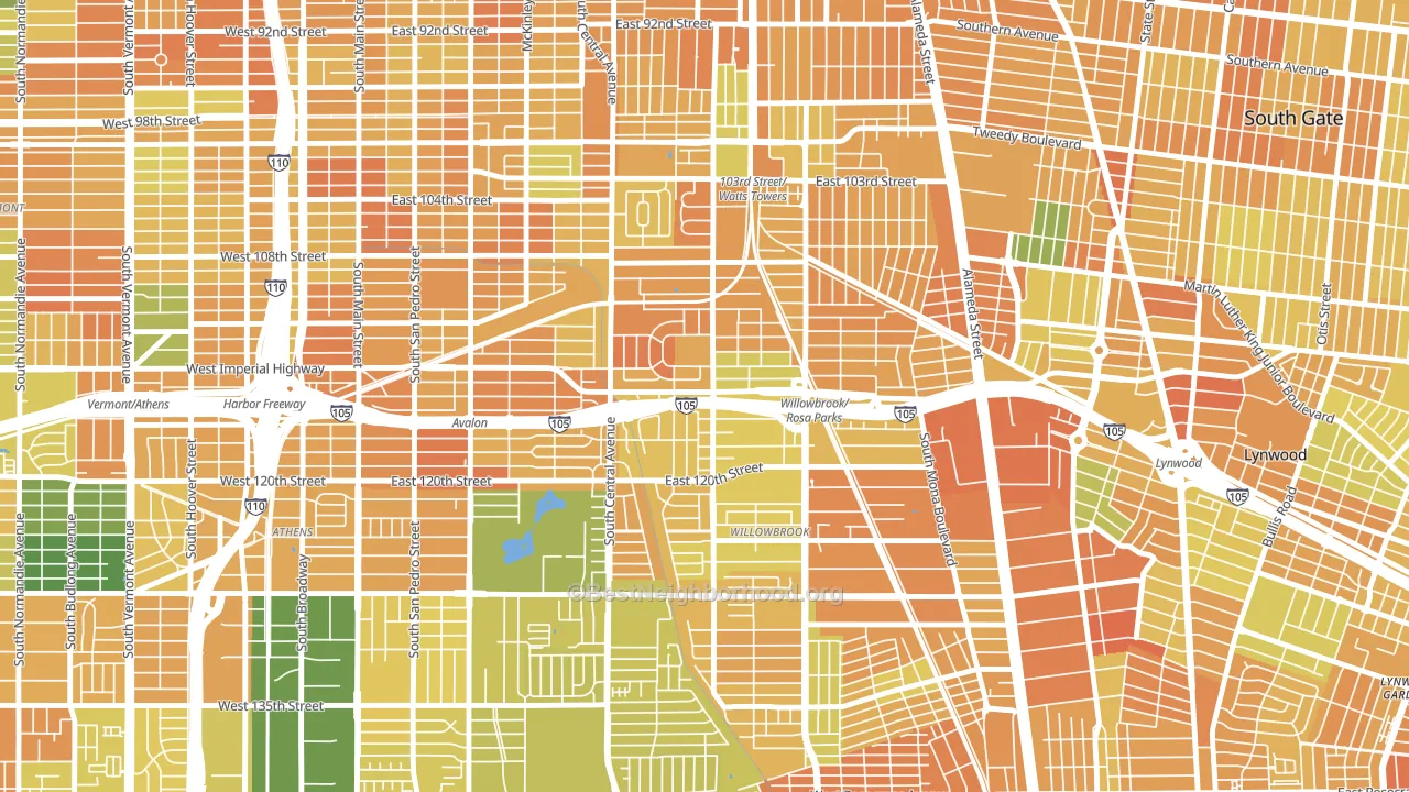 90059, CA block-group voter-turnout map