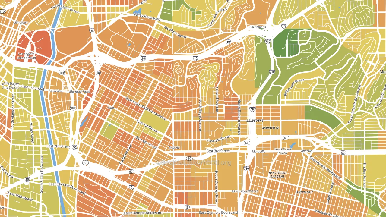 90063, CA block-group voter-turnout map