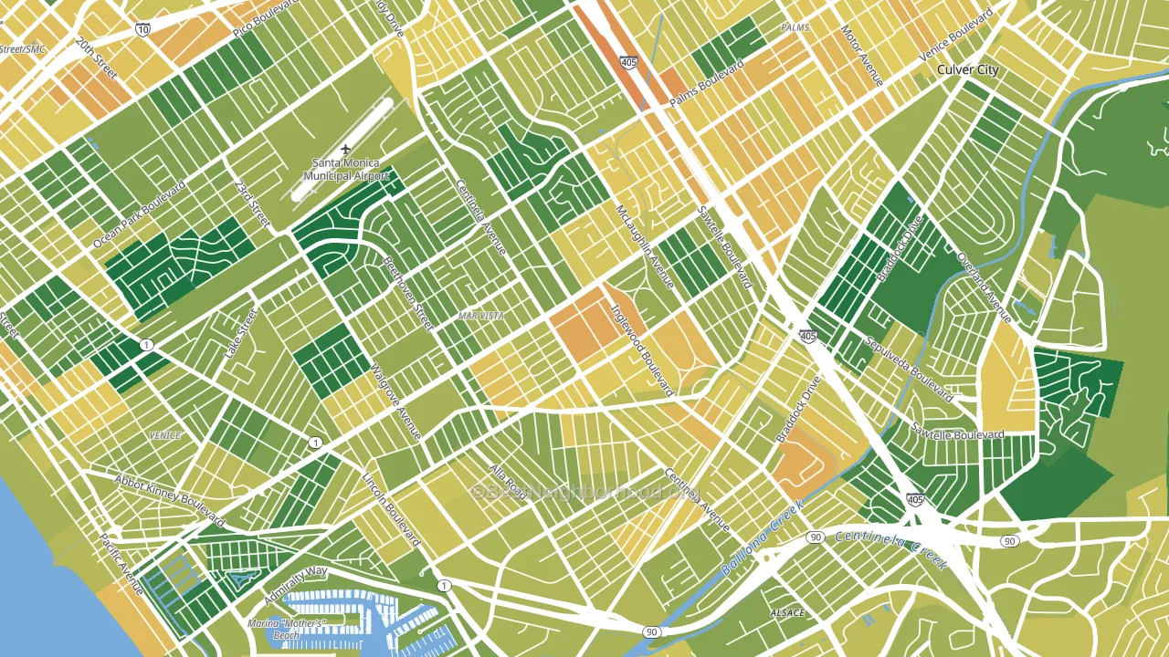 90066, CA block-group voter-turnout map