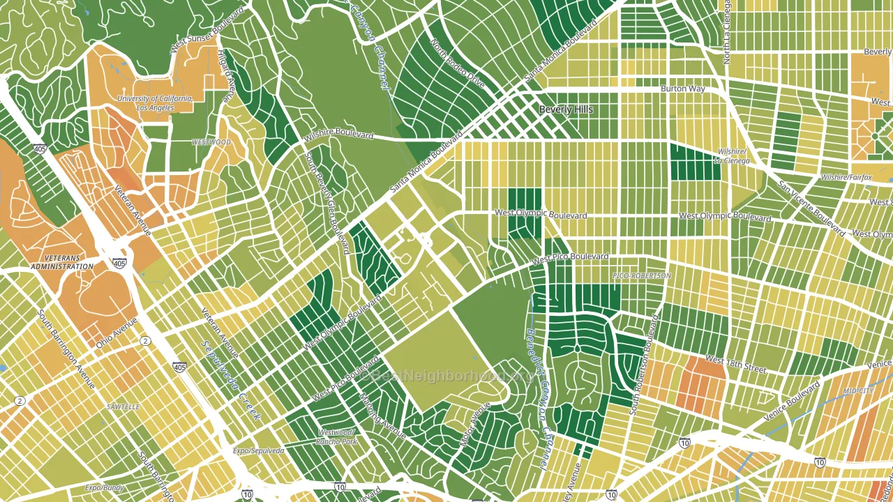 90067, CA block-group voter-turnout map