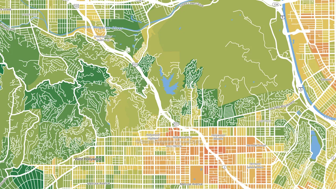 90068, CA block-group voter-turnout map