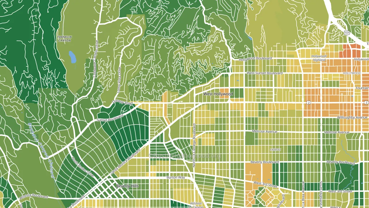 90069, CA block-group voter-turnout map