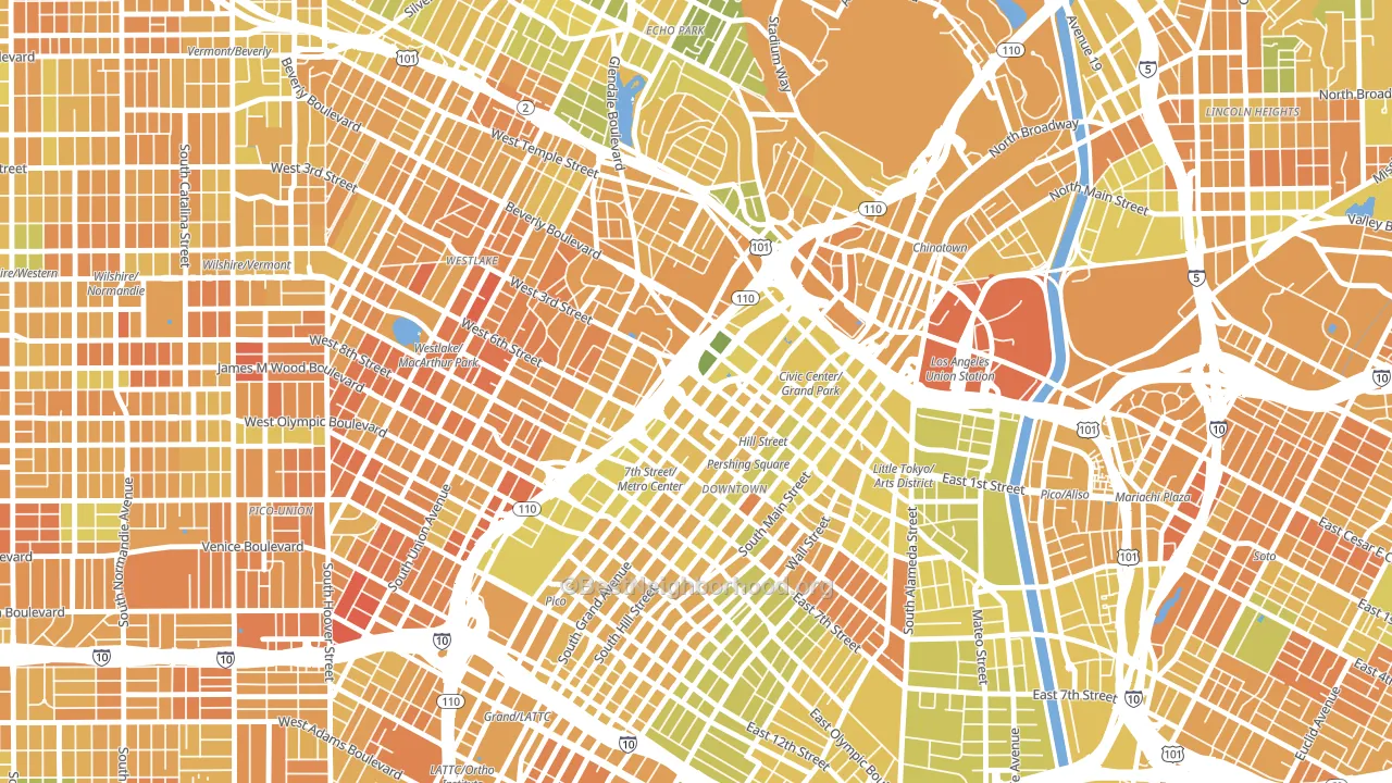 90071, CA block-group voter-turnout map