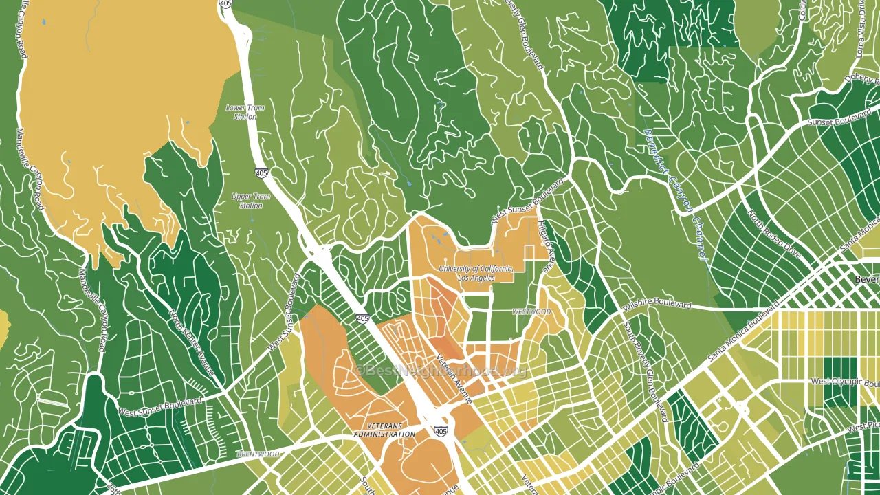 90095, CA block-group voter-turnout map