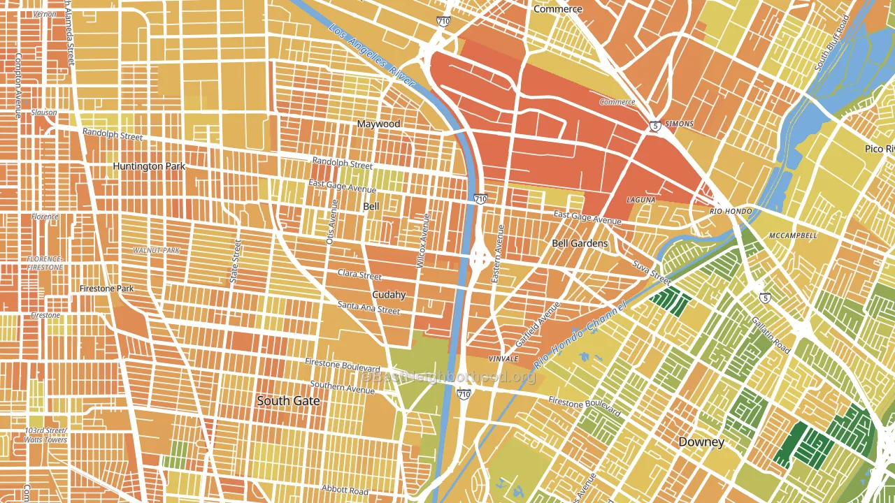 90201, CA block-group voter-turnout map
