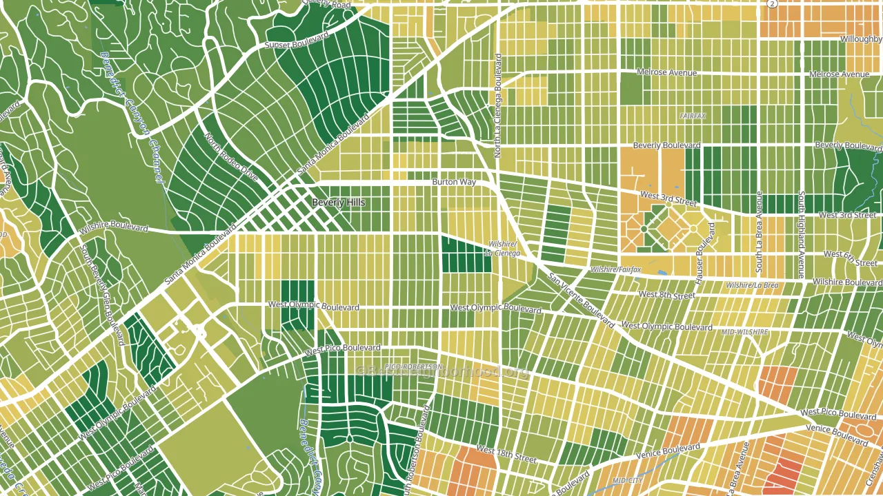 90211, CA block-group voter-turnout map