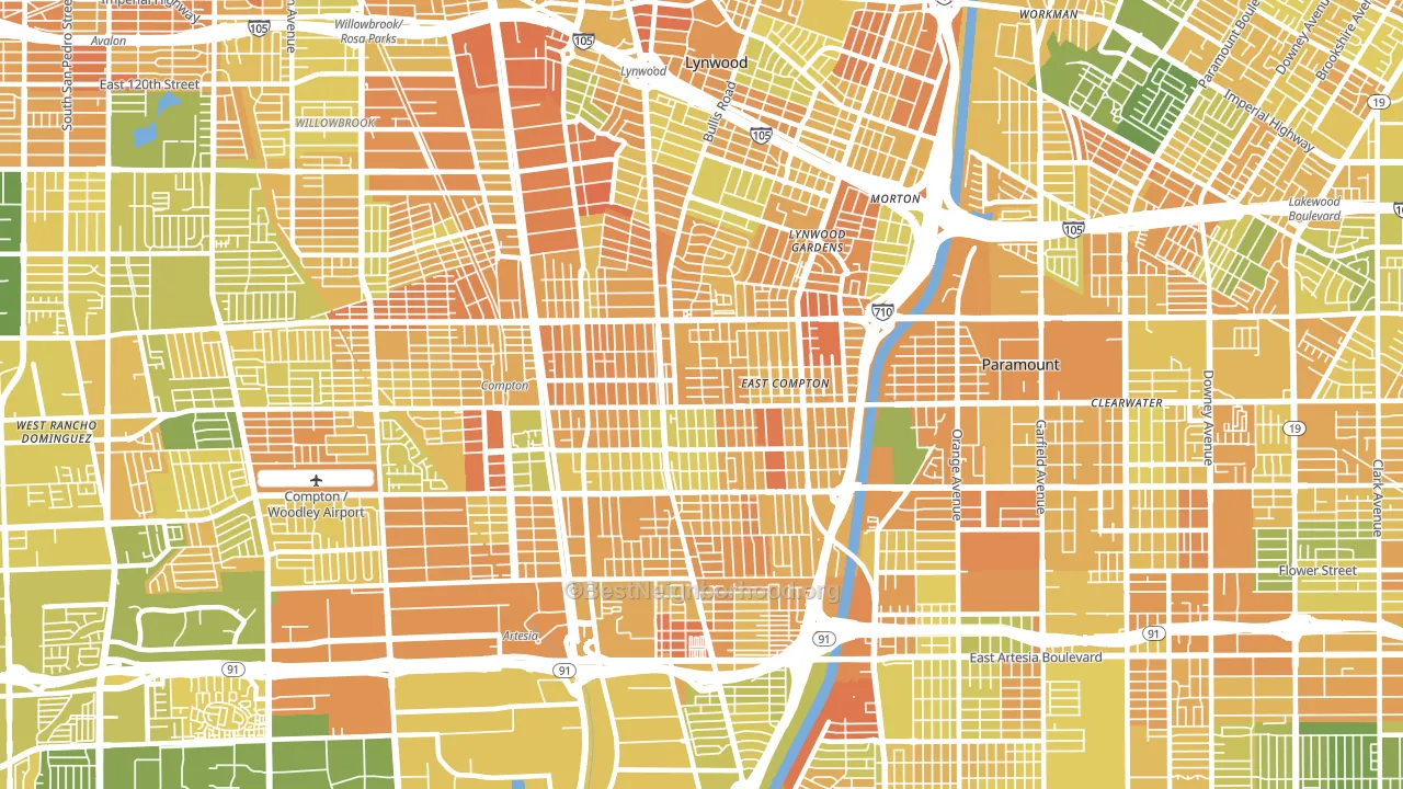 90221, CA block-group voter-turnout map