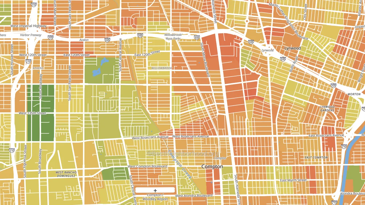 90222, CA block-group voter-turnout map