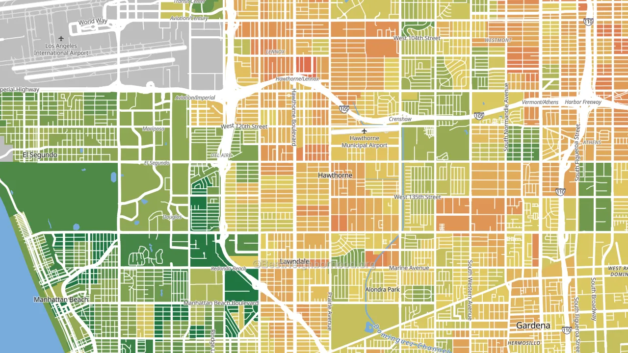 90250, CA block-group voter-turnout map