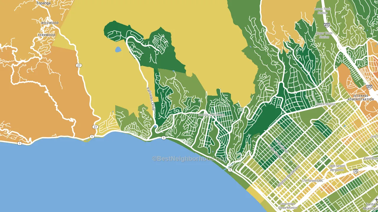 90272, CA block-group voter-turnout map