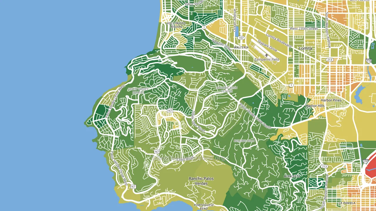 90274, CA block-group voter-turnout map