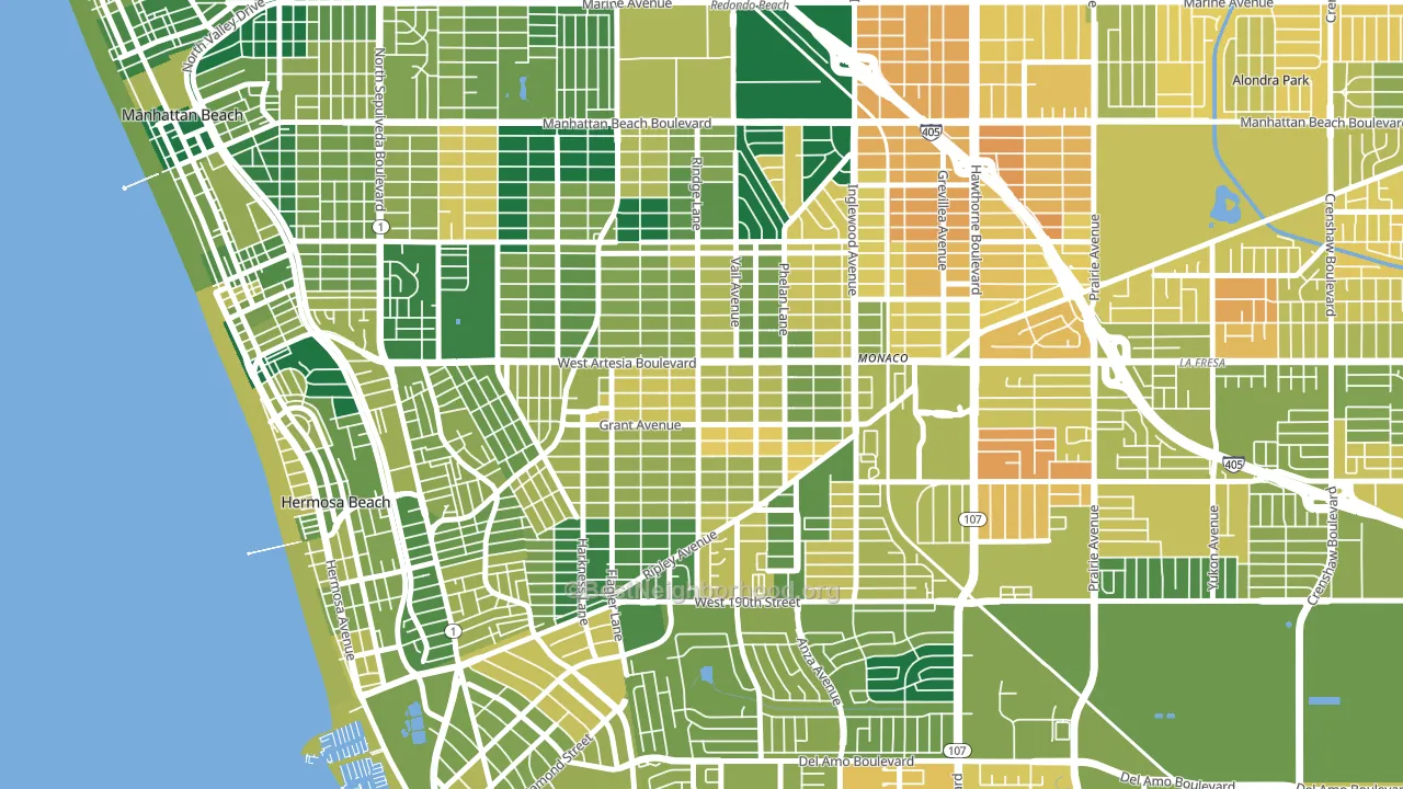 90278, CA block-group voter-turnout map