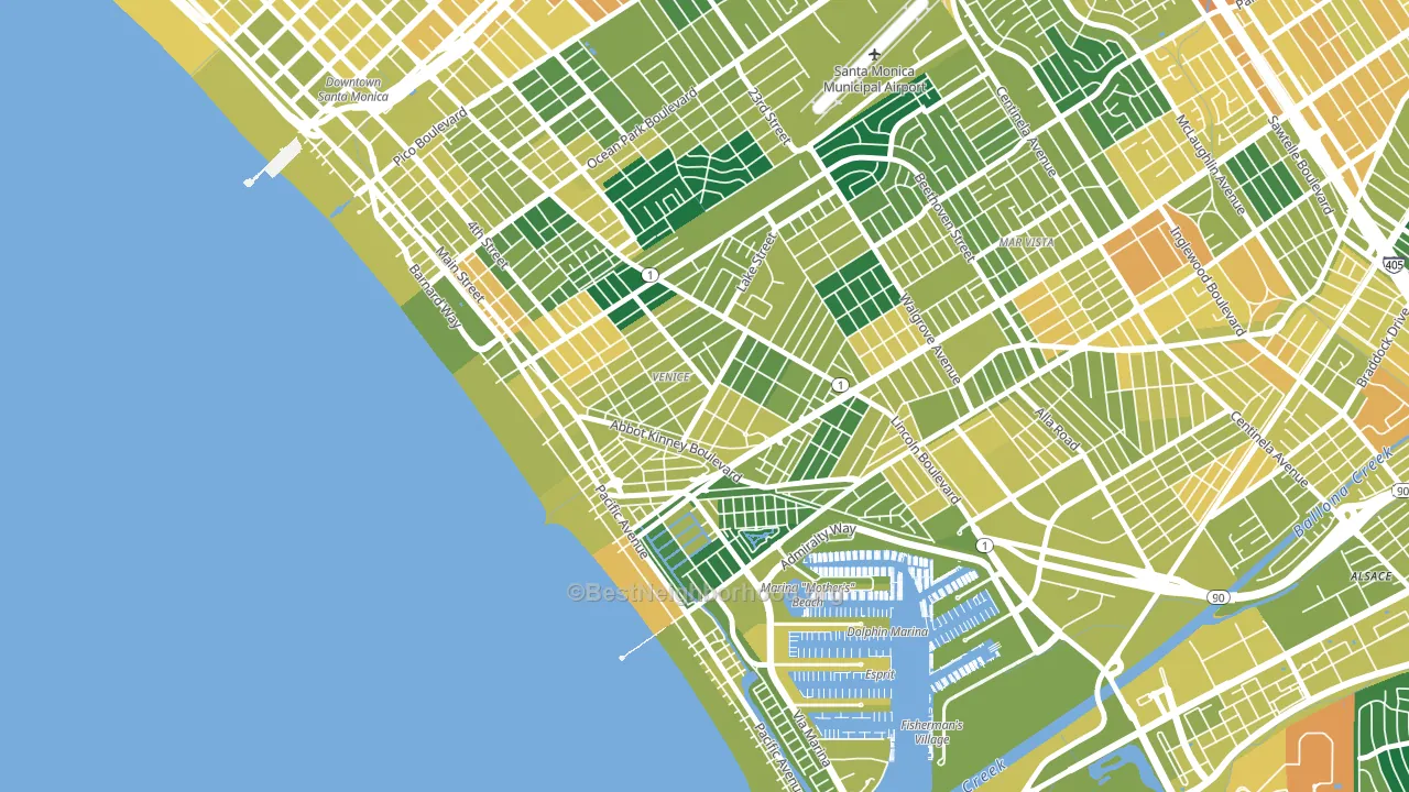 90291, CA block-group voter-turnout map