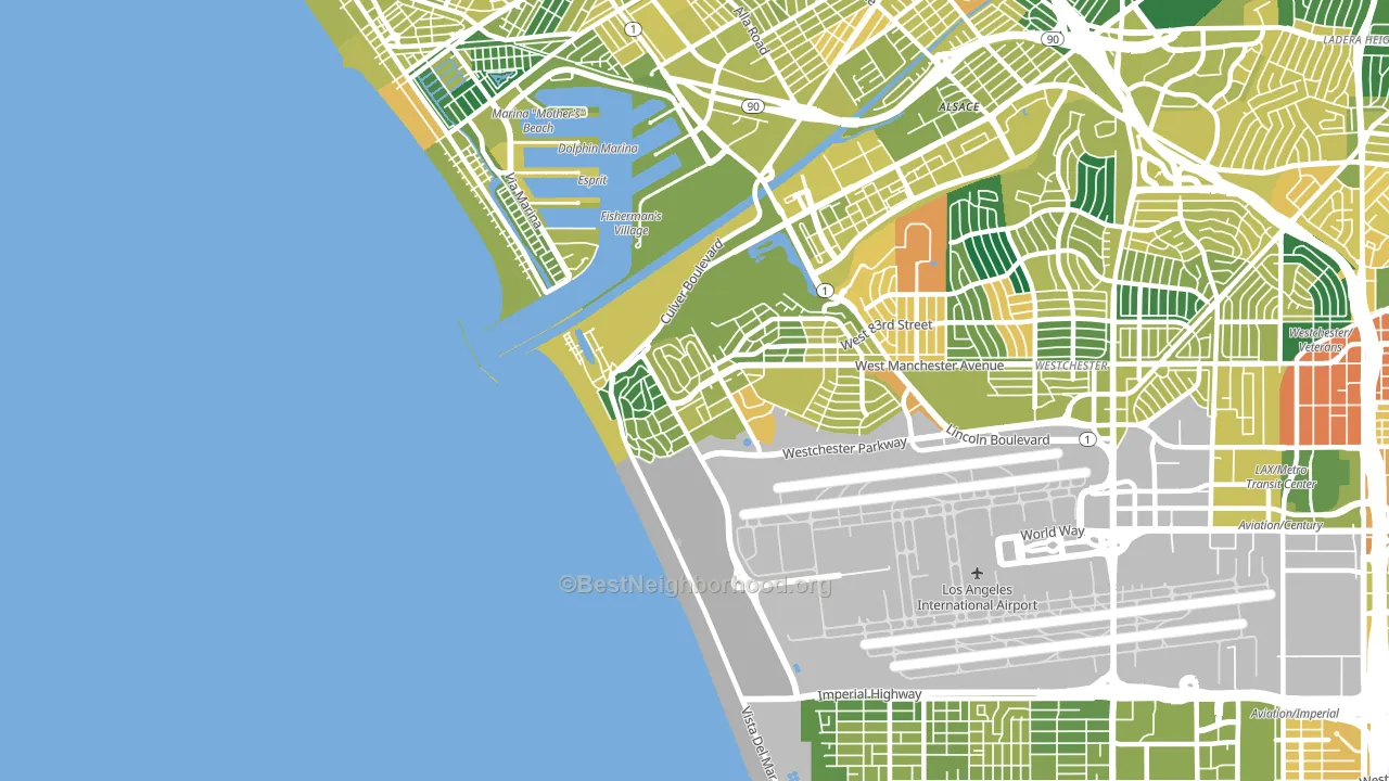 90293, CA block-group voter-turnout map