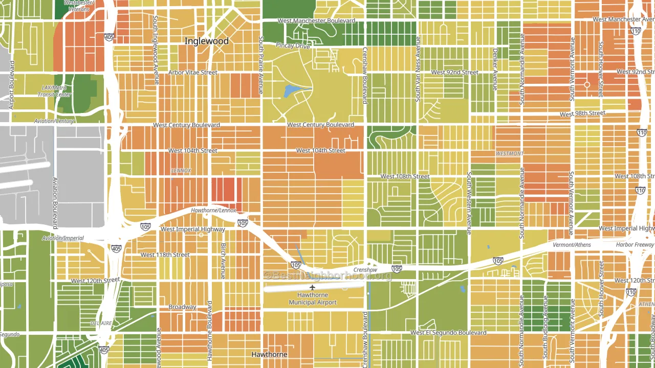 90303, CA block-group voter-turnout map