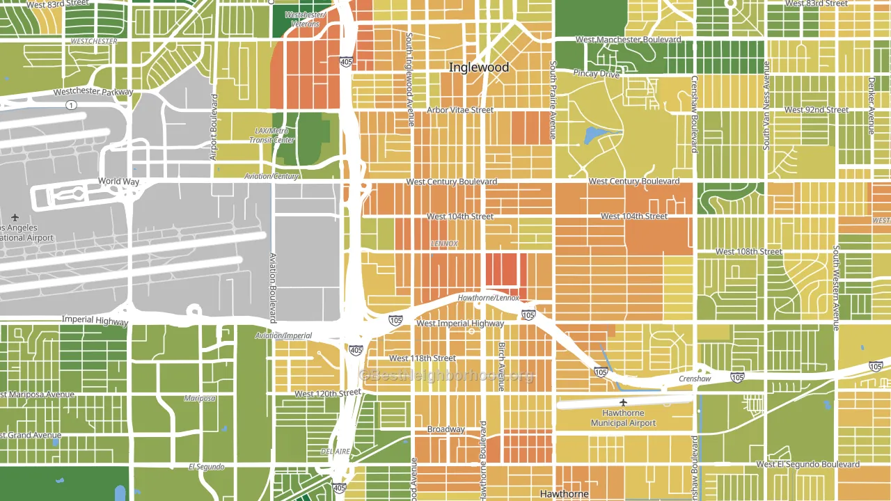 90304, CA block-group voter-turnout map