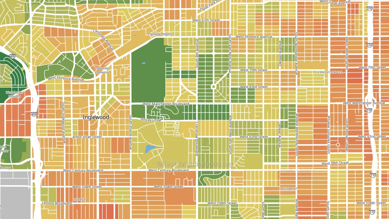 90305, CA block-group voter-turnout map