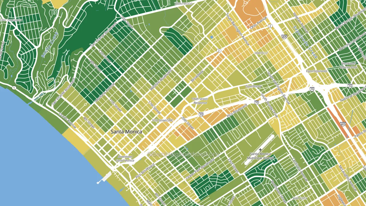 90404, CA block-group voter-turnout map