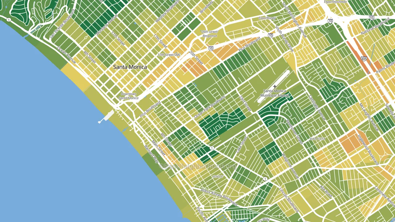 90405, CA block-group voter-turnout map