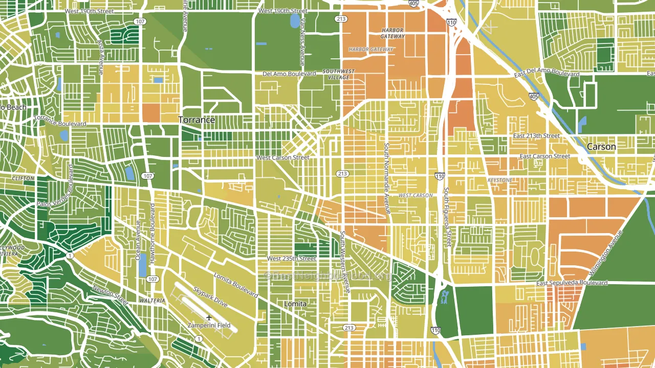 90501, CA block-group voter-turnout map