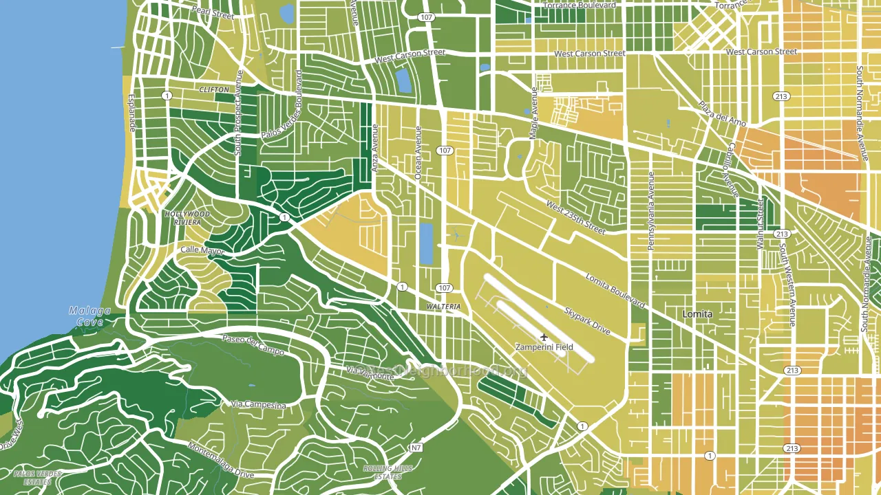 90505, CA block-group voter-turnout map
