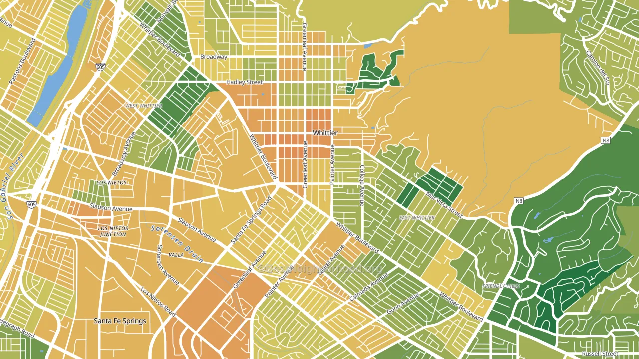 90602, CA block-group voter-turnout map