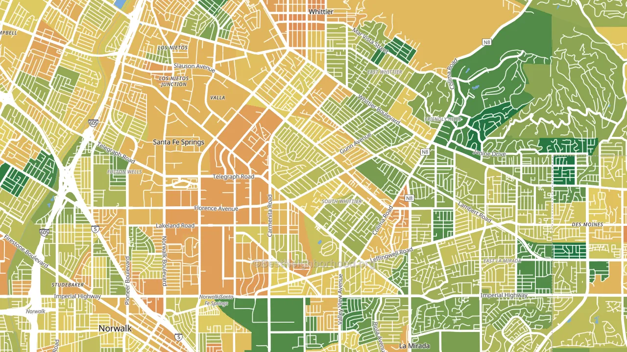 90605, CA block-group voter-turnout map