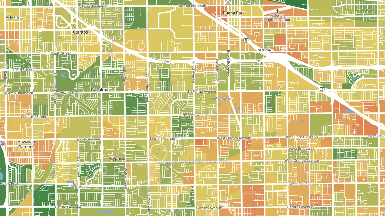 90620, CA block-group voter-turnout map