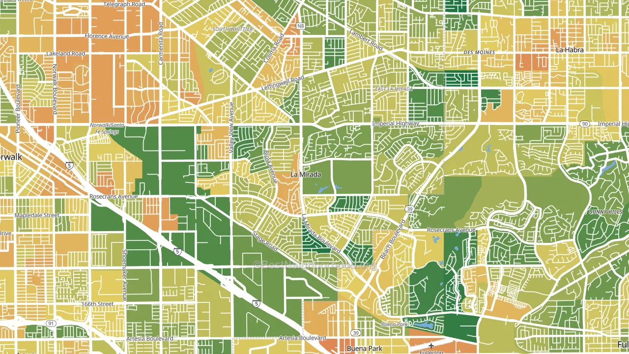 90638, CA block-group voter-turnout map