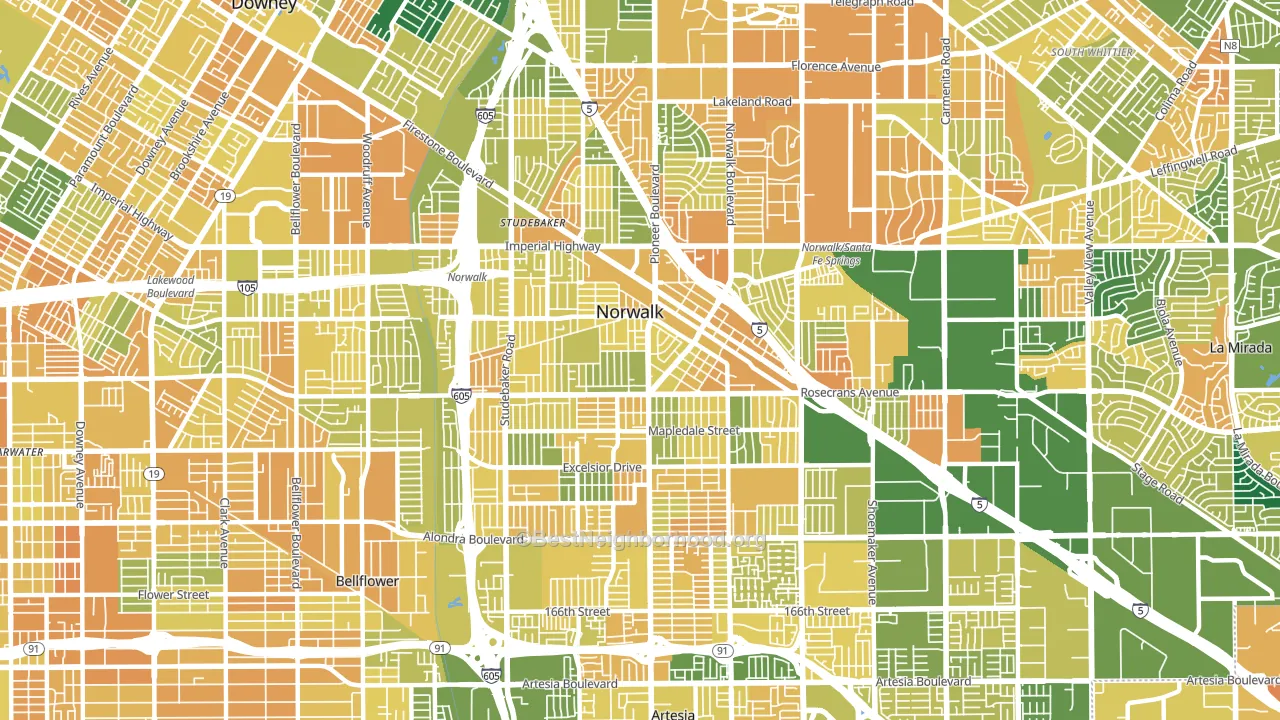 90650, CA block-group voter-turnout map