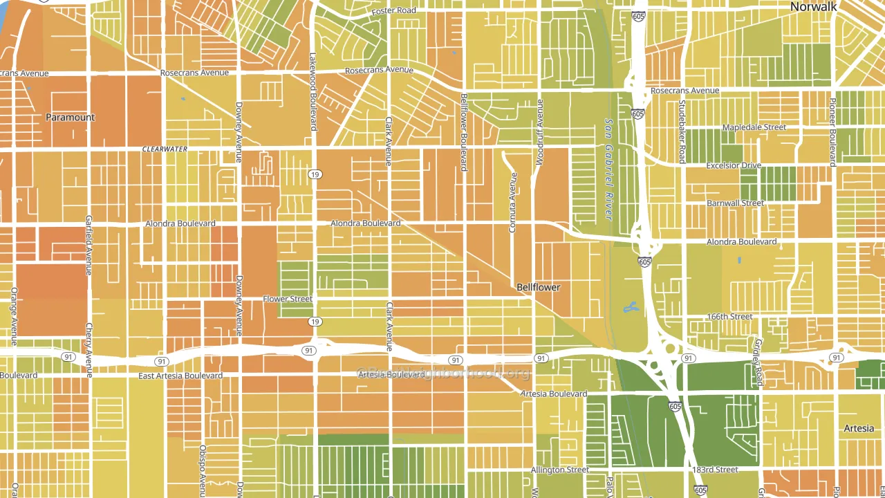 90706, CA block-group voter-turnout map