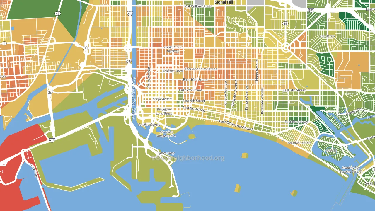 90802, CA block-group voter-turnout map